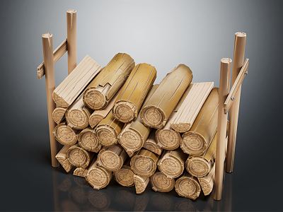 Modern Timber Log Stack Split 3d model