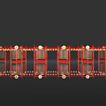Traditional Chinese Red Event Gateway With Auspicious Dragon Elements Hanging Lanterns And Coin Patterns 3d model