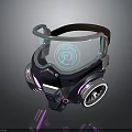 Futuristic Weapon With Transparent Visor Blue Circular Light And Purple Silver Components
