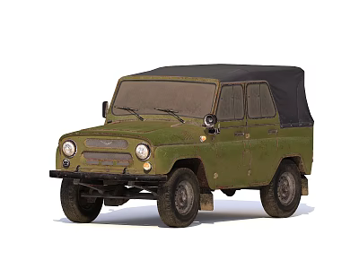 Vintage Green Off Road Car With Black Soft Top And Classic Exterior Design 3d model