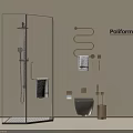 Modern Glass Shower Enclosure With Towel Rack Toilet And Bathroom Accessories