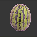 Fresh Ripe Watermelon With Green And Yellow Skin And Dark Green Stripes Isolated On Dark Background