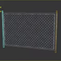 Sturdy Metal Mesh Fence With Grid Pattern And Steel Support Posts 3d model
