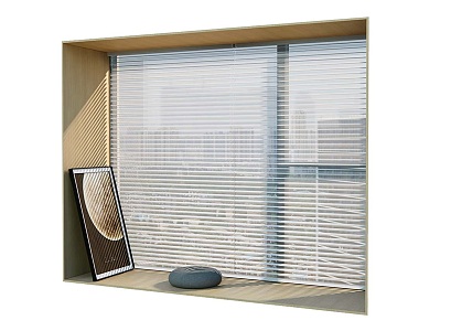 Modern venetian blinds Curtain Shangri-La Curtain Bay Window Decorative Painting Cushion 3d model