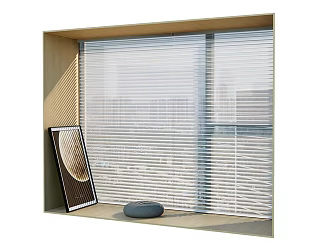 Modern venetian blinds Curtain Shangri-La Curtain Bay Window Decorative Painting Cushion 3d model