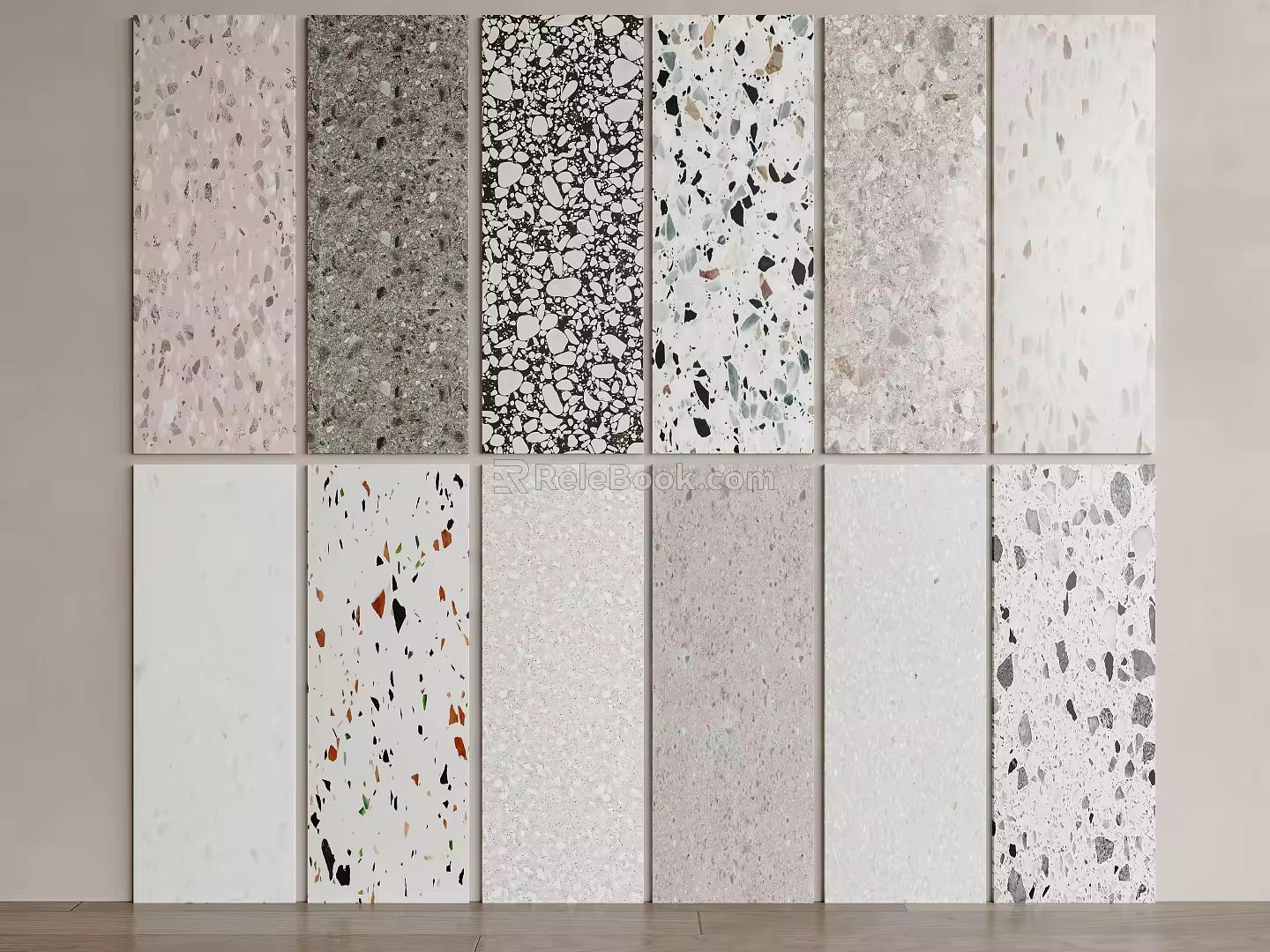 Modern clapboard terrazzo background wall 3d model