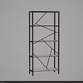 Minimalist Modern Geometric Decorative Cabinet with Golden Frame and Multiple Shelves
