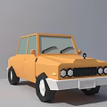 Orange Cartoon Style 3D Car Model With Simple Design And Black Wheels 3d model