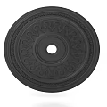 Black Ceiling Medallion with Ornate Decorative Pattern and Central Hole for Lighting Fixture 3d model