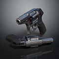 Vintage Revolver Weapon With Classic Holster And Metallic Finish Details