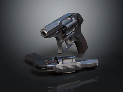 Vintage Revolver Weapon With Classic Holster And Metallic Finish Details 3d model