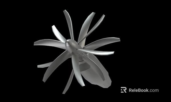 Silver Metal Fan Blade Structure With Industrial Design And 3D Rendering 3d model 