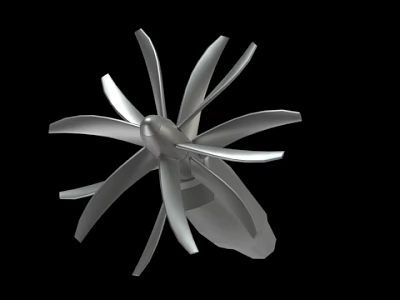 Silver Metal Fan Blade Structure With Industrial Design And 3D Rendering 3d model