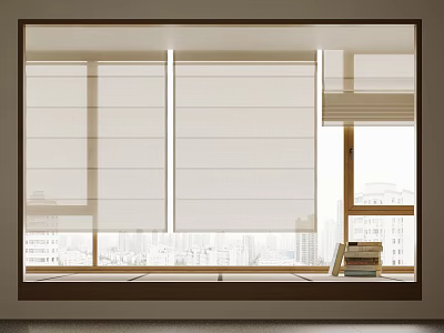 Elegant Modern Venetian Blinds in Interior Window With Natural Light And Books On Windowsill 3d model