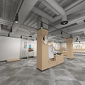 Modern Open Office Space with Large Windows City Skyline View and Lounge Area Tables