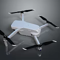 Professional White Drone Equipment Featuring Four Black Propellers And Modern Design