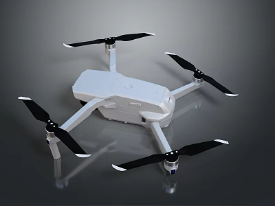 Professional White Drone Equipment Featuring Four Black Propellers And Modern Design 3d model