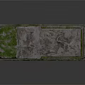 Weathered Natural Stone Bench With Moss Covered Surface And Rough Texture