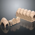 Arched Scene Model Components With Multiple Structural Units 3d model