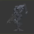 Futuristic Sci Fi Mech Warrior With Shield And Plasma Gun Design