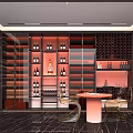 Luxurious Modern Wine Cellar Interior With Wooden Wine Racks Round Table And Chairs