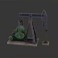 Industrial Oil Pump Jack Equipment With Steel Frame Green Motor And Concrete Base