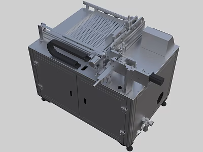 Industrial Equipment with Gray Metal Frame Mesh Top Black Handles and Mobile Wheels 3d model