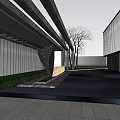 Modern Sales Office Building With Glass Curtain Wall Black White Facade And Greenery