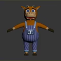 Cartoon Cow Character Orange Body Blue Striped Overalls With J Initial On Chest Dark Background