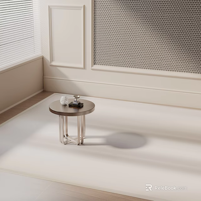 Modern Luxury Side Table With Metal Frame And Round Top In Indoor Corner 3d model 