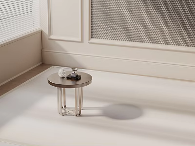 Modern Luxury Side Table With Metal Frame And Round Top In Indoor Corner 3d model