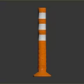 Orange Traffic Safety Bollard With White Reflective Stripes And Stable Base
