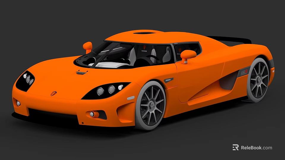 Orange Sports Car With Sleek Aerodynamic Design Rear Spoiler And Alloy Wheels 3d model 