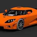 Orange Sports Car With Sleek Aerodynamic Design Rear Spoiler And Alloy Wheels
