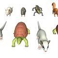 Reptile 3D Models Featuring Various Species Colorful Designs And Wireframe Solid Versions