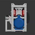 Mechanical Device With Metal Frame Red Springs And Blue Motor Components