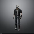 3D Human Character With White Helmet Black Jacket Blue Pants And Tool Belt