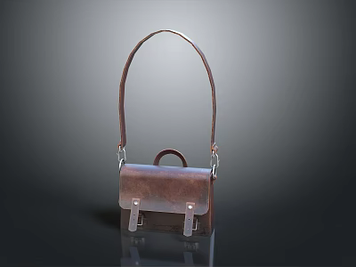 Brown Leather Shoulder Bag With Buckle Closure Classic Design For Daily Use 3d model