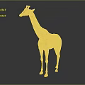 Giraffe Model With Orange Brown Spotted Pattern Standing On Dark Background With Shiny Reflection