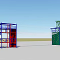 Fire Station Training Facilities With Metal Frame Stairs Platform Climbing Tower And Rope Net