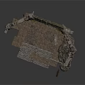 Ancient Ruined Church Stone Structure With Arched Windows Clock Moss And Stone Steps