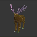 Brown Deer With Large White Antlers Standing On Dark Background