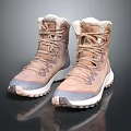 Brown High Top Outdoor Boots Featuring Fur Lined Collar Laces And Sturdy Sole