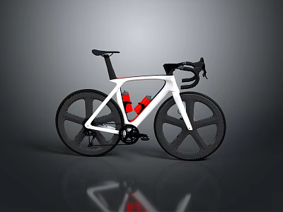 Modern White And Black Racing Bicycle With Red Accents And Carbon Fiber Frame 3d model