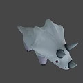 Cute White Purple Triceratops 3D Model Game Animated Character Design