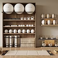 Sports Equipment Organization with White Exercise Balls Kettlebells Yoga Mats and Wooden Shelves