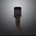Traditional Outdoor Lamp Post With Stone Textured Pillar And Square Glass Lantern Top