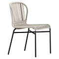 Two Modern Rattan Leisure Chairs With Metal Frame And Armrests Design