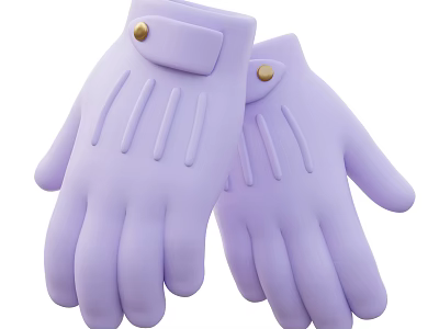 Fashionable Purple Gloves With Decorative Buttons And Detailed Stitch Design 3d model