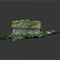 Wooden Cottage With Green Grass Roof Surrounded By Grassland And Stone Path
